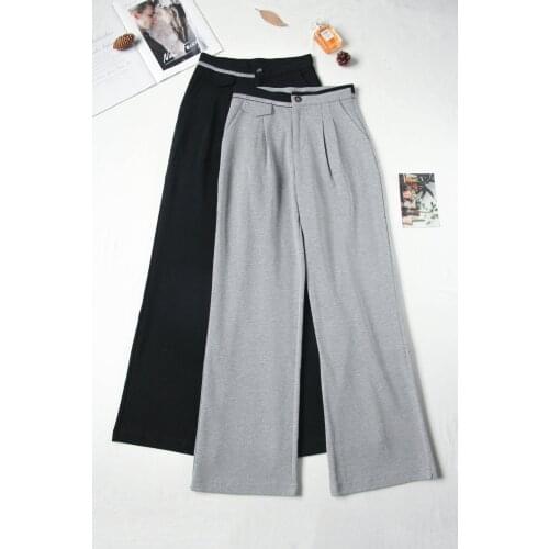 21 spring Mo strength show thin air, full of tone, gold thread contrast color waist show thin straight tube wide leg pants woman