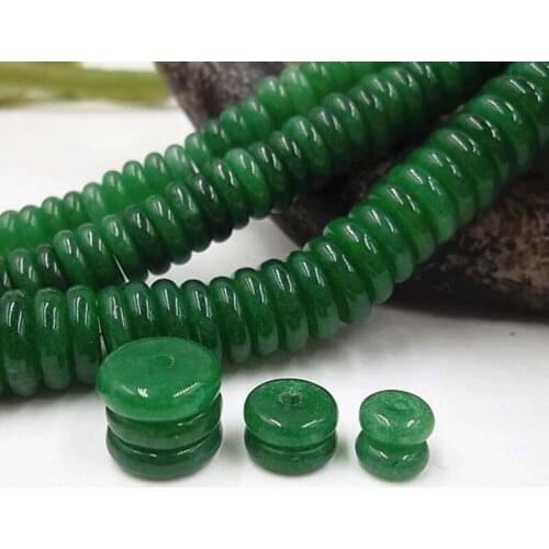 20pcs/lot Natural Green Jades Stone Spacer Beads Flat Round Strand Bracelets Charms Beads DIY Jewelry Make Material 6mm 8mm 10mm