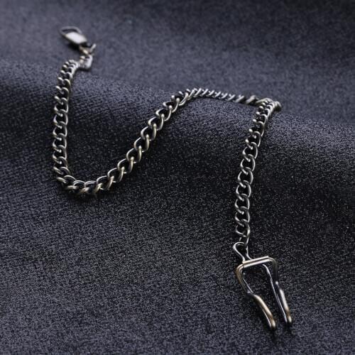 2Pcs Pocket Watch Chains Unisex Retro Vintage Metal Plated Vest Waistcoat Key Chain Pocket Watch Holder Necklace Jean Belt Decor
