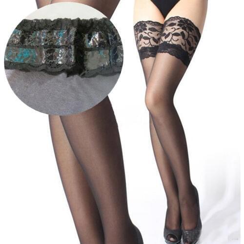 1 Pair Sexy Lace Black Thigh High Stockings Hosiery Women Over Knee Socks Female Anti-Slip White Lingerie Long Stockings 6Colors