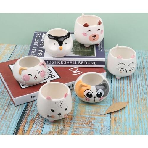 Succulent Plant Pot With Hole Cute Animal Flower Planter Flowerpot Lovely Little Cat Home Garden Decor Bonsai Pots Birthday Gift