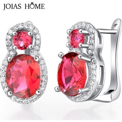 Joiashome Silver 925 Earrings With Ruby Sapphire Amethyst Zircon Gemstones Women Fine Jewelry Wedding Party Gift Wholesale