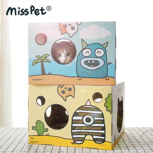 Misspet little monster box cat scratch board cat box toy corrugated claw grinder cat house