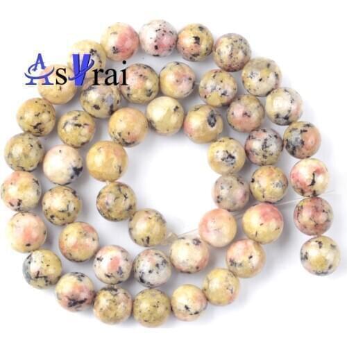 Yellow Spot Stone Round Loose Spacer Beads For Jewelry Making DIY 8 mm Natural Stone Beads Bracelet Necklace Accessories Charms