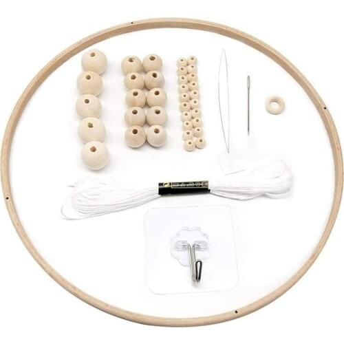 41Pcs DIY Wooden Mobile Frame for Crafts Natural Wood Mobile Hanger Mobile Kit Wooden Beads Wind Chimes Bell Home Decor