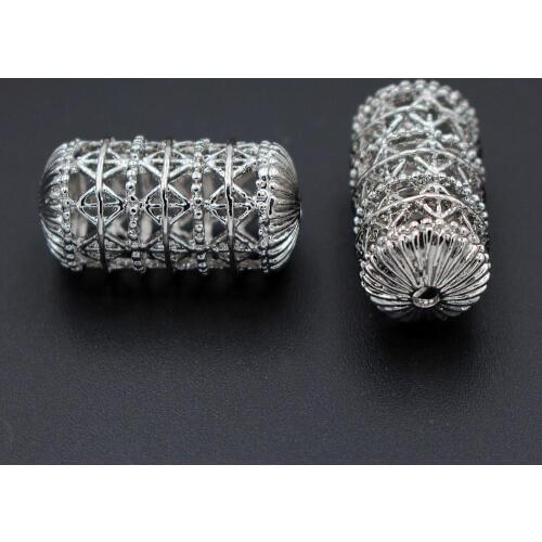 Nigerian Spacer Beads Filigree Long Connectors Beading Findings DIY for African Women Men Bridal Necklace Wedding Jewelry Set