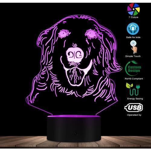 Golden Retriever 3D Optical illusion Night Lamp Pet Puppy Canine Hound Decorative Desk Lamp Labrador Dog Glowing LED Table Lamp