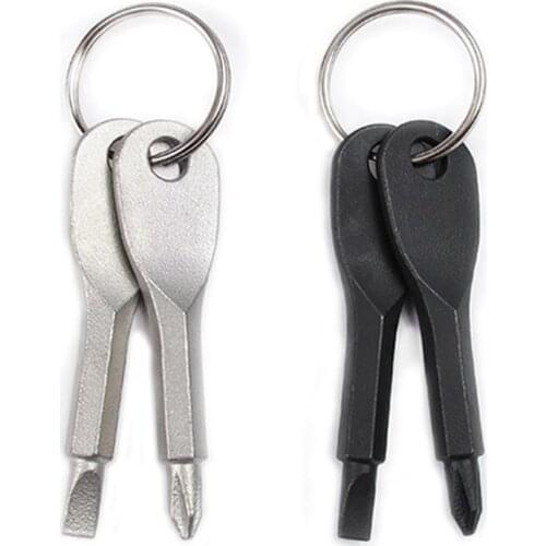 2Pcs/ Set Home Stainless Steel Multi Tools Key Ring EDC Screwdriver Set Pocket Outdoor Set Multitool Keychain Repair Safety
