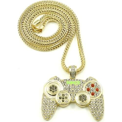 Hip hop mens women game machine Jewelry CZ Crystal Bling Iced Out Pendants & Chain necklace Jewelry 35.5" Z55