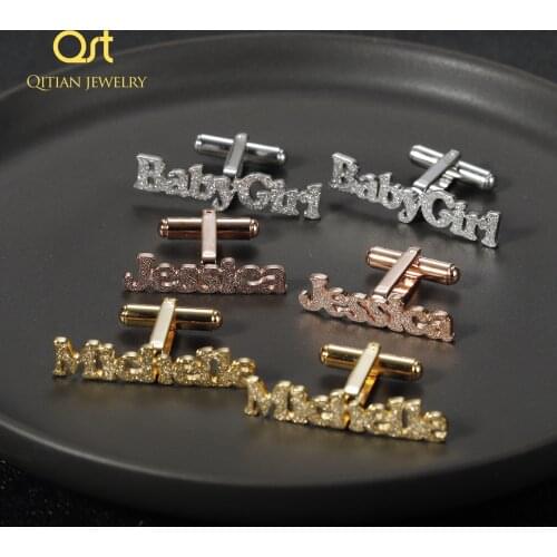 Personalized Name cufflinks light plated frosted Stainless Steel jewelry & Custom name cufflinks for women party fashion Gift