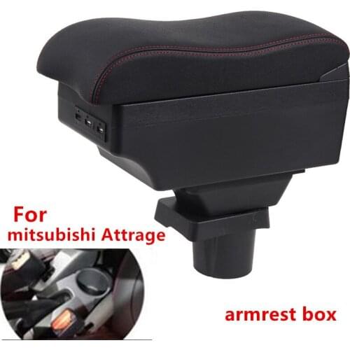 For Mitsubishi Attrage Armrest box central Store content box with cup holder ashtray with USB interface