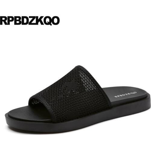 Slides black casual water runway slippers waterproof beach mesh mens sandals 2019 summer outdoor platform shoes flat slip on