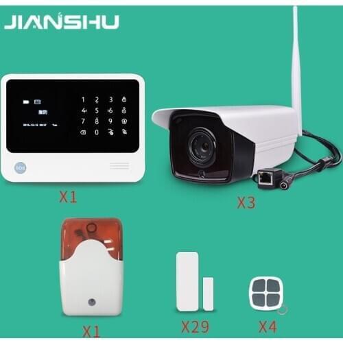 Hot Sales Security Alarm System Android IOS APP Application Smart Home GSM WIFI GPRS SMS Alarm System with wifi IP cameras