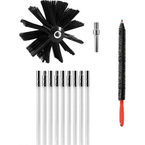 Dryer Vent Cleaner Brush Kit,18Ft Flexible Chimney Cleaning Brush Kit,Fireplace Chimney Brushes Cleaner,Lint Remover
