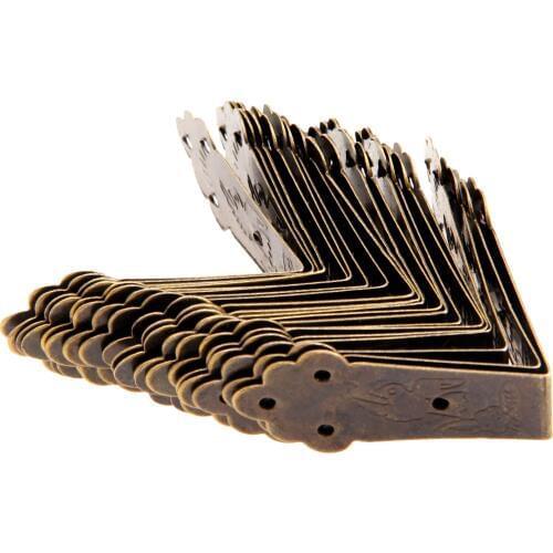 20Pcs Vintage Luggage Box Corner Protector Flower Corners Brackets Decorative Furniture Decoration Box Corner Furniture Fittings