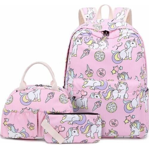 Waterproof Children School Bags for Girls Unicorn school Backpacks Boys Printing Backpacks set Schoolbag kids mochila infantil