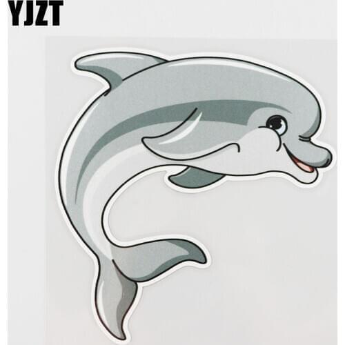 YJZT 13.1CMX13.9CM Dolphin Fish Car Sticker Marine Organism Pvc Decal Accessories 6A-0155
