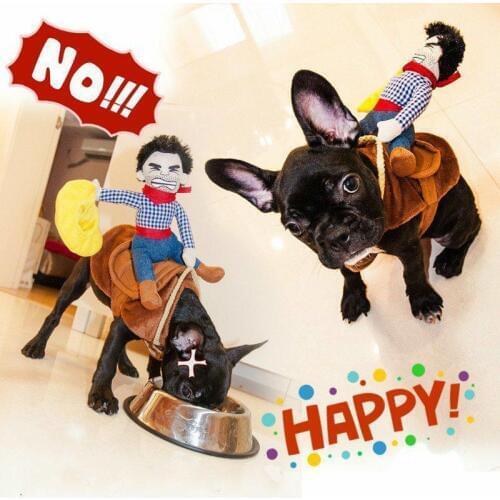 Funny Creative Pet Dog Costume Cowboy Novelty Clothes for Dogs Riding Horse Cozy Christmas Cosplay Party Suit For Lovely Dogs