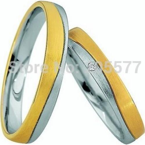 Western bicolor yellow gold color health Wedding bands jewelry Ring Sets anillos de boda anillos de compromiso