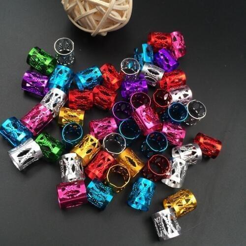 100Pcs 10/8mm multi coloured hair dread dreadlock Bead adjustable cuff clip 8mm hole clip + 5pcs free hair styling diy beauty