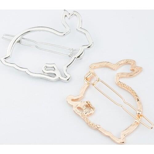 Hollow Cute Rabbit Hairgrips Silver Plated Lovely Hair Clips and Pins Women Headwear Hair Accessories