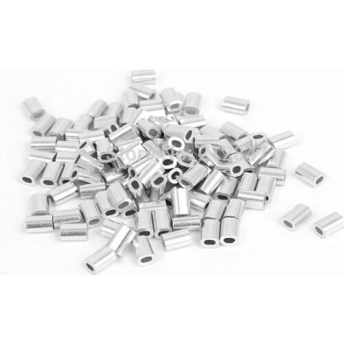 0.8mm 1/32" Steel Wire Rope Aluminum Ferrules Sleeves Silver Tone 100 Pcs