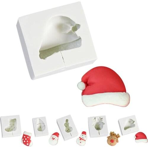 1pcs Stamp Biscuit Mold 3D Cookie Plunger Cutter Pastry Decorating DIY Food Fondant Baking Mould Tool Christmas Hats Snowman