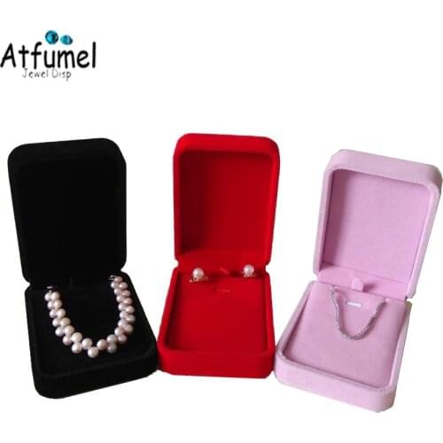 10Pc Rectangle Velvet Jewelry Necklace Box Pendant Stud Jewelery Storage Case Fashion Color Wedding Enagement Earring Gift Box