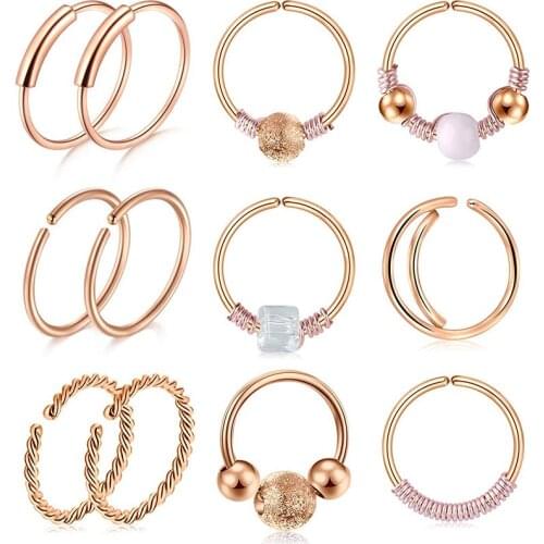 20G Nose Rings Hoop Cartilage Helix Tragus Earrings Nose Septum Rings Stainless Steel CZ Flower Ear Tragus Piercing
