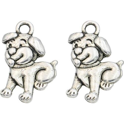 20pcs Antique Silver Plated Animals Dogs Charms Pendants for Jewelry Making DIY Handmade 17x13mm