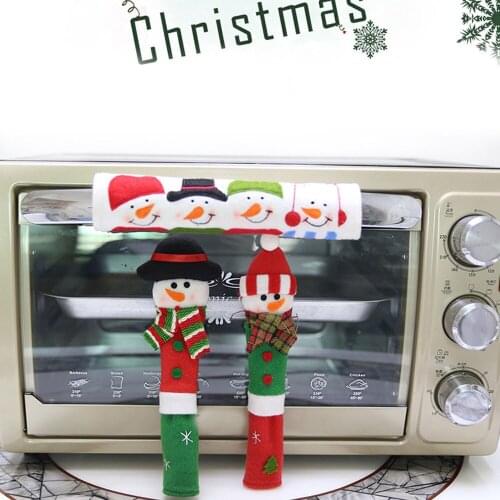 23*14cm Christmas Microwave Oven Handle Cover Kitchen Appliance Decor Handles Antiskid Protector Gloves for Fridge Oven 20May