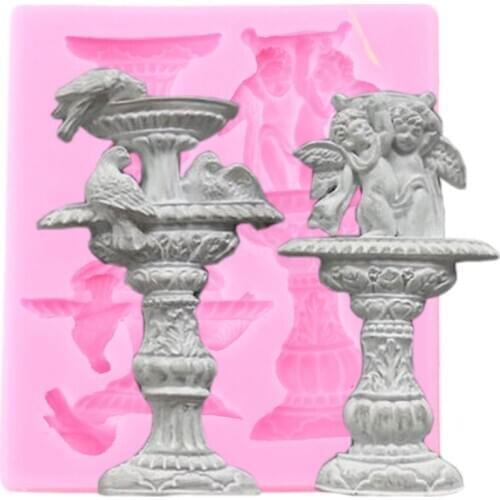 3D Fountain Angel Bird Cookie Baking Fondant Cake Decorating Tools Cake Border Silicone Mold Candy Polymer Clay Chocolate Molds