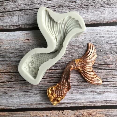 3D Mermaid Tail Silicone Mold Cake Decorating Tools Sculpture Form Chocolate Candle Mold Plaster Fondant Cake Wedding Decoration