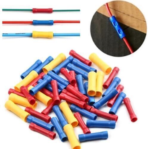50PCS BV1.25 BV2.5 BV5.5 Insulated Crimp Terminals Electrical Wire Cable Crimping Terminal Connector Set Assortment Kit