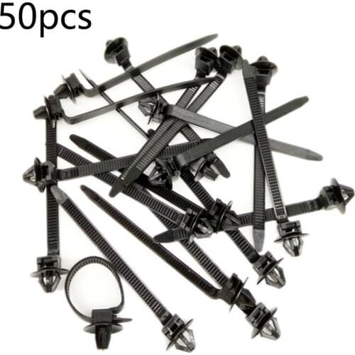 50pcs Nylon Cable Tie Wrap Fixed Fastener Clips Car Loom Hose Clamp Fastening Zip Strap Wire Band Strap Clip Tools