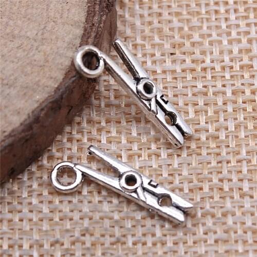Free shipping 108pcs 18x8mm antique silver Clothespin charms diy retro jewelry fit Earring keychain hair card pendant