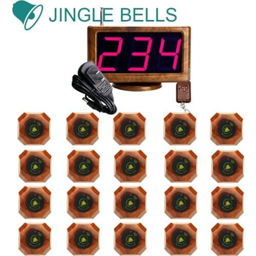 JINGLE BELLS wireless calling system 20 calling buttons + 1 main host LED display receiver wireless pagers restaurant equipment