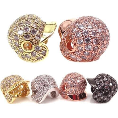 Baseball Hat Metal Charms Gold Beads,Hunting Cap Spacer Metal Beads,Micro Pave White CZ Sports Fan Gear 3D Solid Copper Jewelry