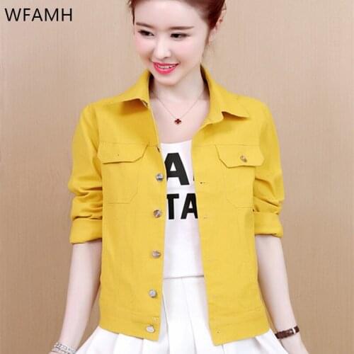 Large size womens candy color square collar denim jacket 2020 new single-breasted womens short coat cartoon letters loose top