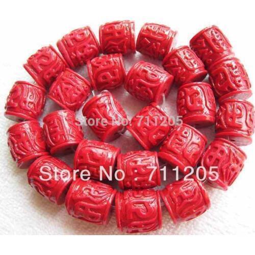 13x14mm Red Synthetic Resin Carven Barrel-Shaped Loose Beads 25pcs,Min.Order $10,we provide mixed wholesale for all items