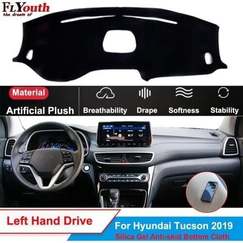 Car Dashboard Cover For Hyundai Tucson 2019 With Speaker Artificial Plush Dustproof Dash Mat Dash Pad Carpet Anti-UV Non-slip