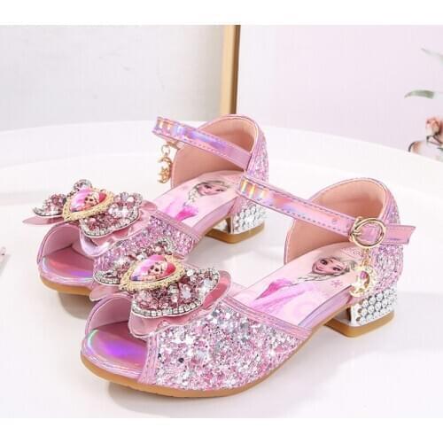 Disney girl princess shoes spring and autumn girls soft bottom flat shoes fashion elsa Frozen shoes children crystal shoes