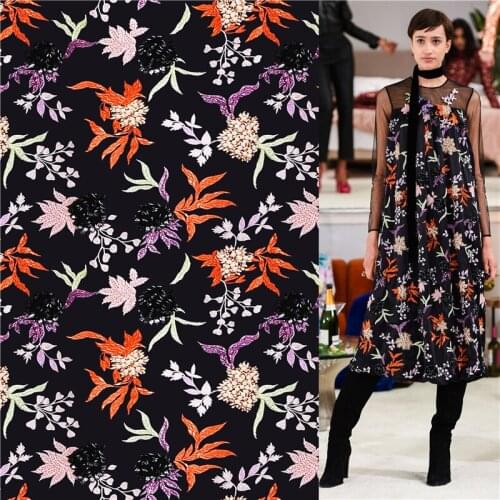 Polyester stretch fabric dress hydrangea pattern printed fabric thin dress fabric diy clothes shirt patchwork 034
