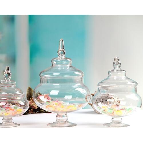 European Transparent Glass candy jar with Wedding dessert decoration candy, snacks, dried fruit jar Storage tank 3PCS/set