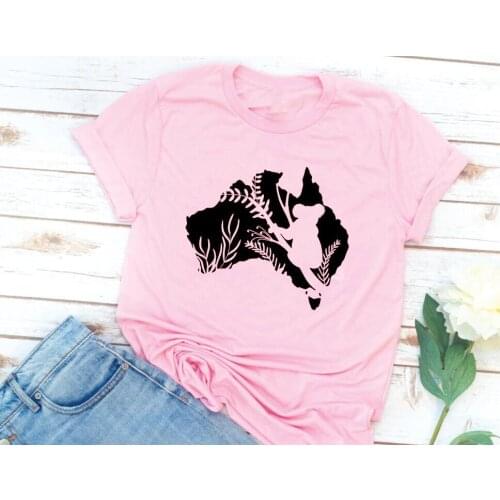 Save Koalas Grunge T-Shirt Fashion Australian map Koalas Graphic Aesthetic Tee Funny 100% Cotton Trendy Tops shirts