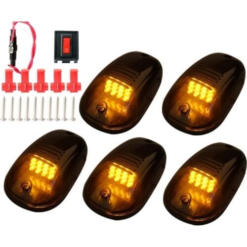 5pcs 12LED Car Cab Roof Marker Lights For Truck SUV Black Smoked Lens Clearance Marker LED Roof Lamps Doom Lights FOR F150