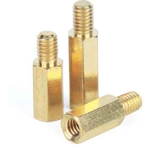 20pcs M3*L+4mm Hex Head Brass Spacing Screws Threaded Pillar PCB Computer PC Motherboard Brass StandOff Spacer