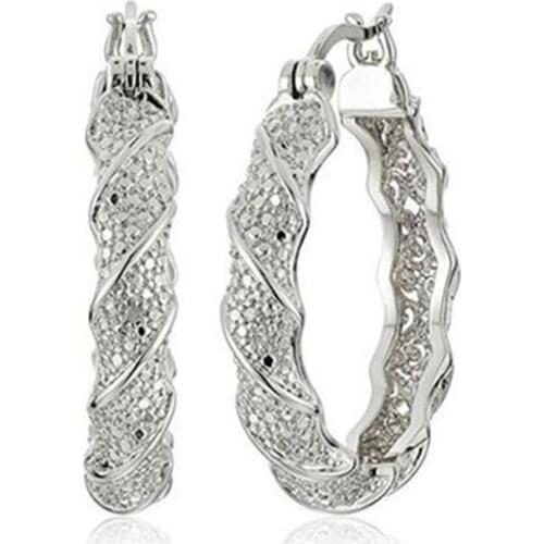 Ofertas Hot Sale Fashion Milangirl Ladies Pink Silver Color Round Circle Nickel Free Hoop Earrings Jewelry for Women Wedding