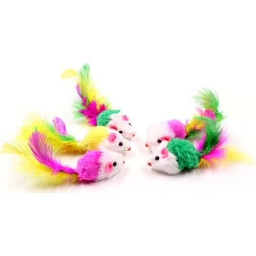 Multicolor Furry Mouse For Cat Kitten Real Fur Gravel Sounds Cute Toy Faux Mice Cat Scratching Toys Gatos Cats Pet Toys Games