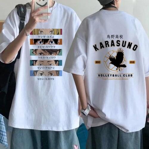 Harajuku Mens Tshirt Haikyuu Printed Unisex Short Sleeve T Shirt Cool Cartoon Streetwear Tops